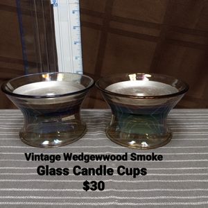 Vintage Wedgwood Smoked glass candle cups